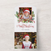 Schattigee Candy Cane Merry Christmas Bloemenfoto All In One Uitnodiging (Binnen)
