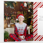 Schattigee Candy Cane Merry Christmas Bloemenfoto Drieluik Kaart (Binnenzijde eerst)