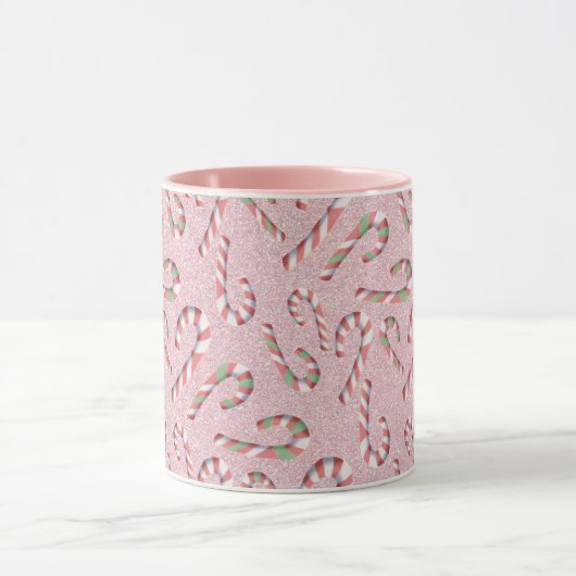 Schattigee Candy Cane Pink Glitter Mok (Midden)