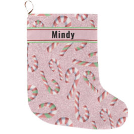 Schattigee Candy Cane Roze Glitter Personaliseer A Grote Kerstsok