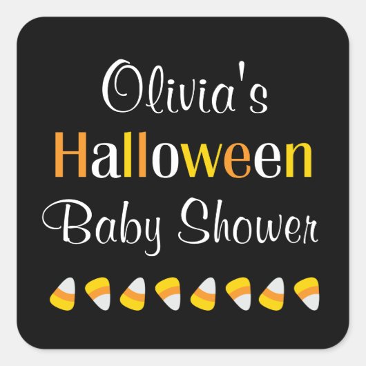 Schattigee Candy Corn Halloween Baby shower Sticke Vierkante Sticker (Voorkant)