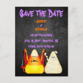 Schattigee Candy Corn Halloween Wedding Save the D Aankondigingskaart (Voorkant)