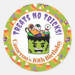 Schattigee Candy Corn Kinder Halloween Party Monst Ronde Sticker