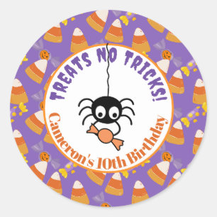 Schattigee Candy Corn Kinder Halloween Party Spide Ronde Sticker