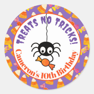 Schattigee Candy Corn Kinder Halloween Party Spide Ronde Sticker