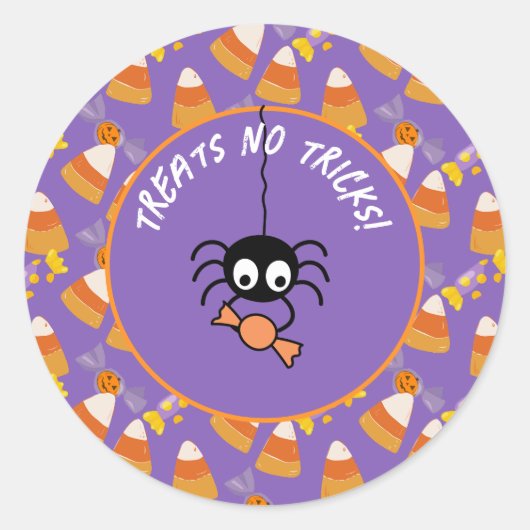 Schattigee Candy Corn Kinder Halloween Party Spide Ronde Sticker (Voorkant)