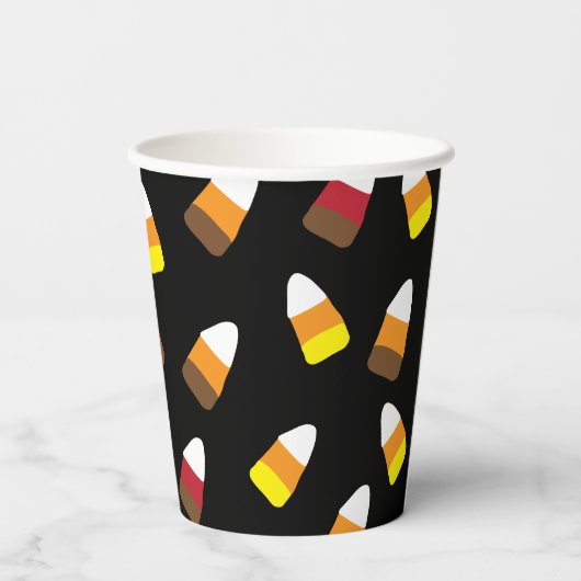 Schattigee Candy Corn Pattern Halloween Papieren Bekers (Achterkant)