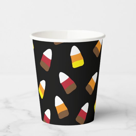 Schattigee Candy Corn Pattern Halloween Papieren Bekers (Links)