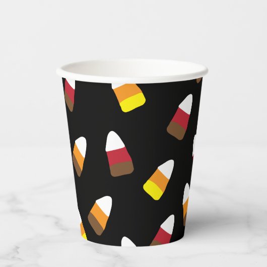 Schattigee Candy Corn Pattern Halloween Papieren Bekers (Voorkant)