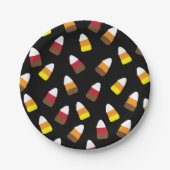 Schattigee Candy Corn Pattern Halloween Papieren Bordje (Voorkant)