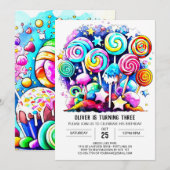 Schattigee Candyland bewerkbare verjaardag Kaart (Voorkant / Achterkant)