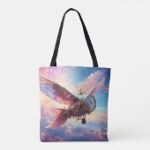 Schattigee canvas tas met fantastische vleugel en  (Achterkant)