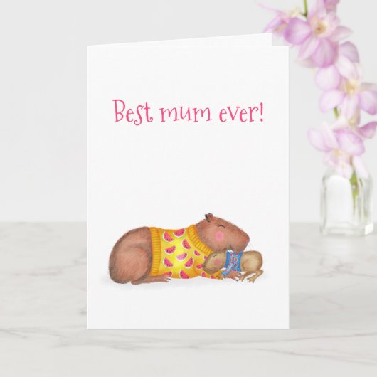 Schattigee capibara 'beste moeder ooit' Moederdag- Kaart (Orchidee)