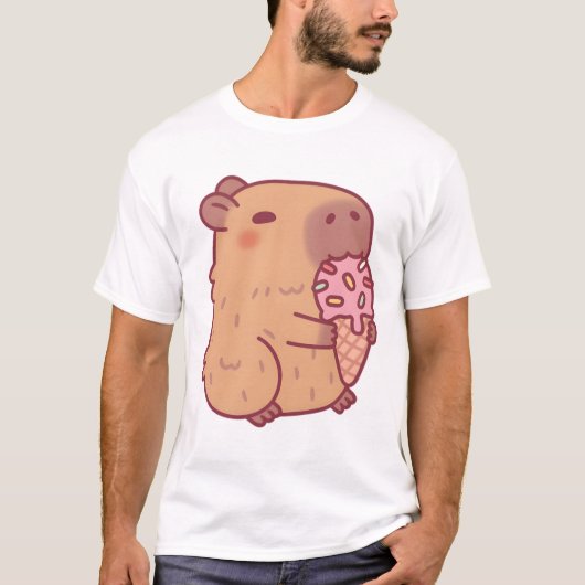 Schattigee capibara die ijs eet t-shirt (Voorkant)