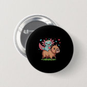 Schattigee capibara en axolotl liefde voor kindere ronde button 5,7 cm (Voorkant /achterkant)