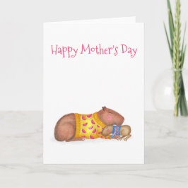 Schattigee capibara en baby Moederdag kaart