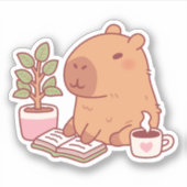 Schattigee capibara genieten van een goed lezen en sticker (Voorkant)