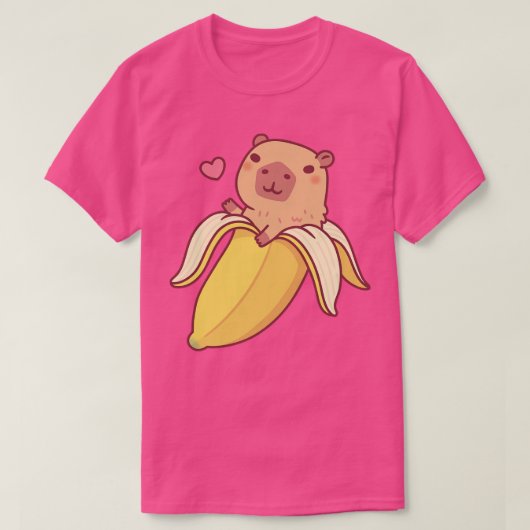 Schattigee capibara in banaan grappig t-shirt (Design voorkant)