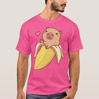 Schattigee capibara in banaan grappig t-shirt