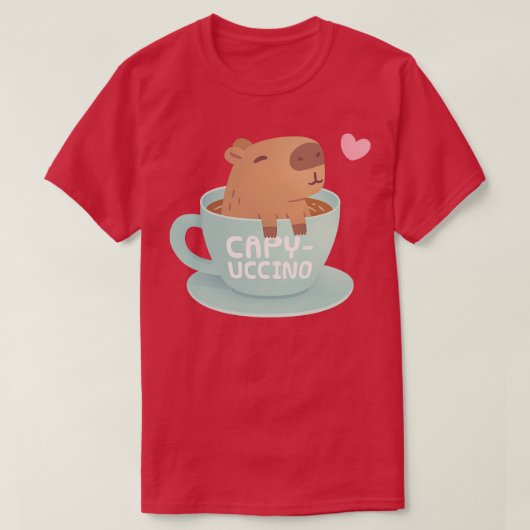 Schattigee capibara in beker capyuccino pun Humor T-shirt (Design voorkant)