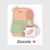 Schattigee capibara in trui met hete koffie sticker (Vel)