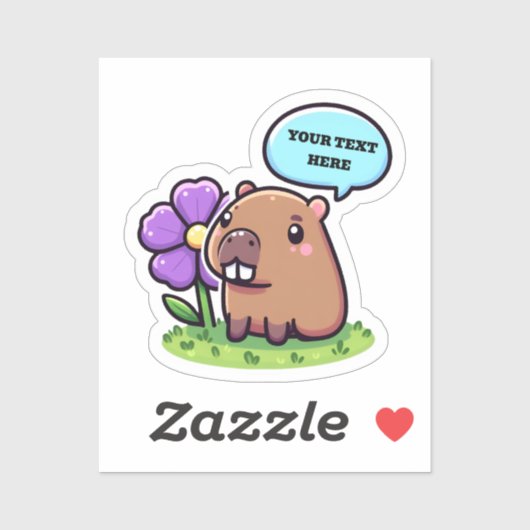 Schattigee capibara met bloem sticker (Vel)
