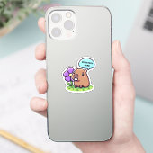 Schattigee capibara met bloem sticker (Telefoon)