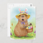 Schattigee Capibara met Paaseieren Briefkaart (Voorkant / Achterkant)