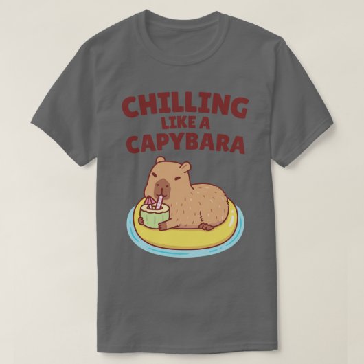 Schattigee capibara op een zwembad zweven als een t-shirt (Design voorkant)