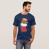 Schattigee capibara's in kerstsok voor kerstjongen t-shirt (Voorkant volledig)