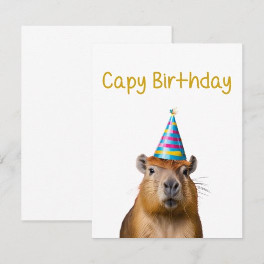 Schattigee Capybara Animal Birthday Kaart (Voorkant / Achterkant)