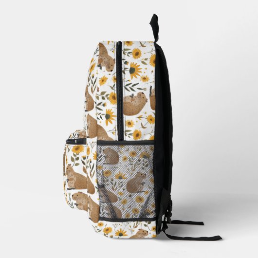 Schattigee Capybara bloemenrugzak Bedrukte Rugzak (Rechts)