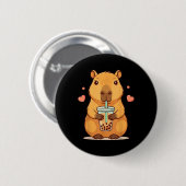 Schattigee Capybara Boba Tea Bubble Knaagdier Vrou Ronde Button 5,7 Cm (Voorkant /achterkant)