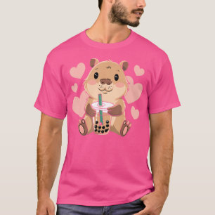 Schattigee Capybara Boba Tea Bubble Knaagdier Vrou T-shirt