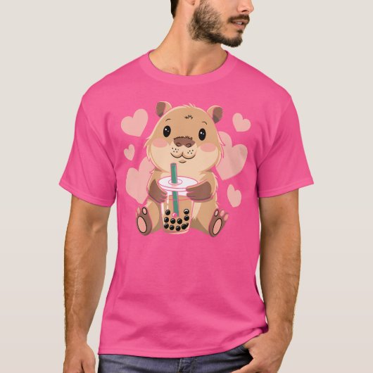 Schattigee Capybara Boba Tea Bubble Knaagdier Vrou T-shirt (Voorkant)