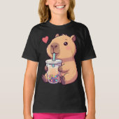 Schattigee Capybara Boba Tea Bubble voor Meisje T-shirt (Voorkant)