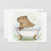Schattigee Capybara Bubbles Bath Briefkaart (Voorkant / Achterkant)
