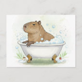 Schattigee Capybara Bubbles Bath Briefkaart (Voorkant)