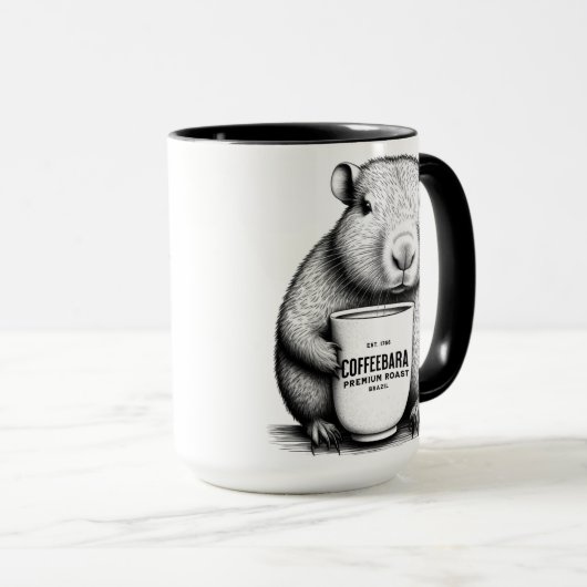 Schattigee Capybara Coffebara Coffee Mok (Voorkant rechts)