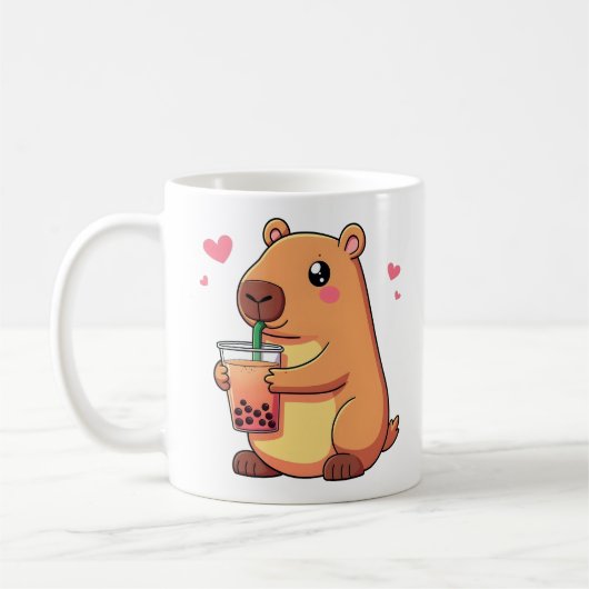 Schattigee Capybara Drink Boba Bubble Tea Vrouwen  Koffiemok (Links)