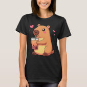 Schattigee Capybara Drink Boba Bubble Tea Vrouwen  T-shirt (Voorkant)