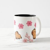 Schattigee Capybara en Cherry Blossom Mok | Schatt (Voorkant rechts)