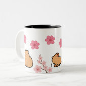 Schattigee Capybara en Cherry Blossom Mok | Schatt (Voorkant links)