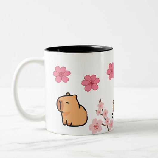 Schattigee Capybara en Cherry Blossom Mok | Schatt (Links)