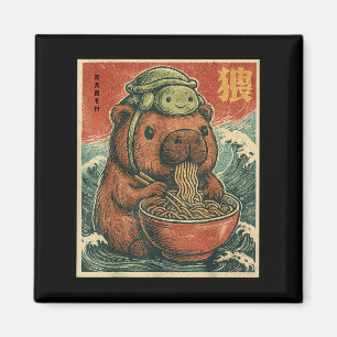 Schattigee Capybara en schildpad rugzak Ramen Kawa Magneet