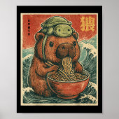 Schattigee Capybara en schildpad rugzak Ramen Kawa Poster (Voorkant)