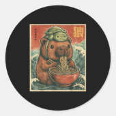 Schattigee Capybara en schildpad rugzak Ramen Kawa Ronde Sticker (Voorkant)