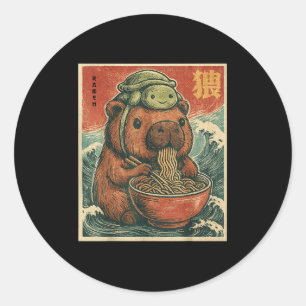 Schattigee Capybara en schildpad rugzak Ramen Kawa Ronde Sticker