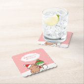 Schattigee Capybara en Snowman seizoen om vrolijk Kartonnen Onderzetters (Insitu)