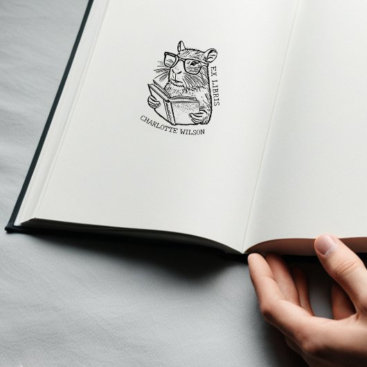 Schattigee Capybara Ex Libris Boek Rubberstempel